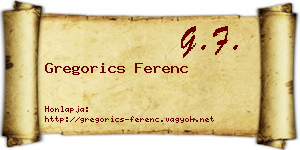 Gregorics Ferenc névjegykártya